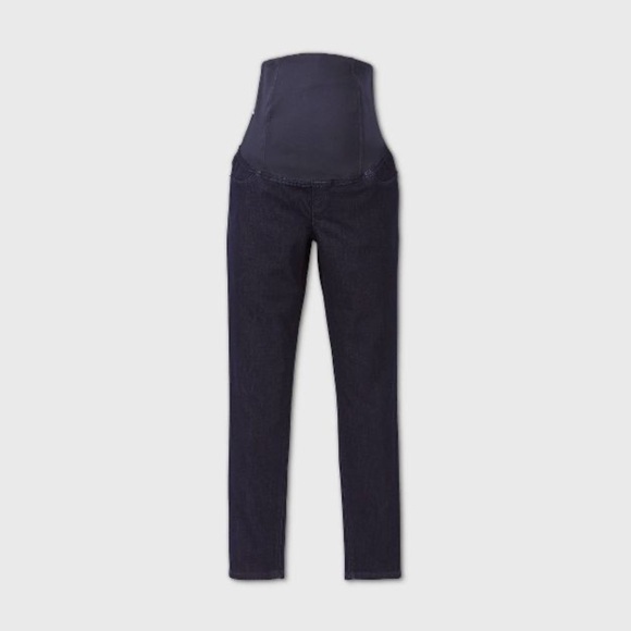 Isabel Maternity Crossover Panel Maternity Jeggings in Dark Wash - Picture 1 of 11